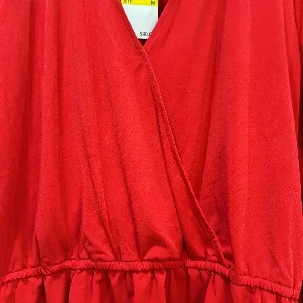 Michael Kors Gold Rhinestone V-Neck Long Sleeve Wrap Top - Size M - Picture 7 of 12
